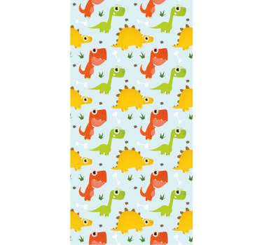 Toile fenêtre dinosaures dessins animés mignons - TenStickers