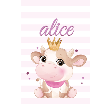 Stores bébé Vache mignonne pour fille avec nom - TenStickers