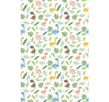 Toile fenêtre dinosaures motif tropical de dinosaure - TenStickers