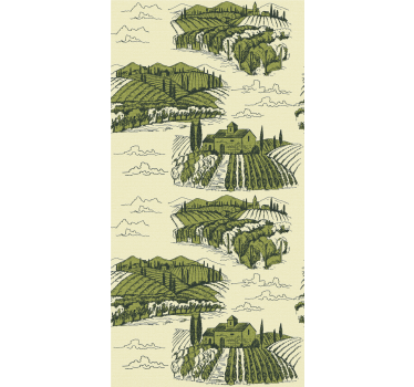 Toile fenêtre fleurs et plantes vue sur le paysage viticole - TenStickers