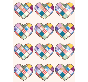 Toile fenêtre romantique coeurs patchwork colorés - TenStickers