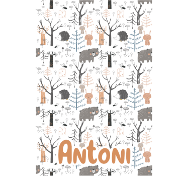 Store arbre Forêt scandinave avec des animaux - TenStickers