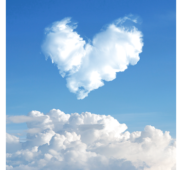 Toile fenêtre romantique nuage en forme de coeur - TenStickers