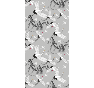 Toile fenêtre animal grues et pics élégants - TenStickers
