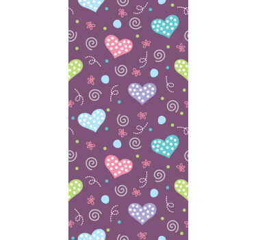 Toile fenêtre romantique motifs de cœur colorés - TenStickers