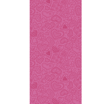 Toile fenêtre romantique motifs de coeurs roses - TenStickers