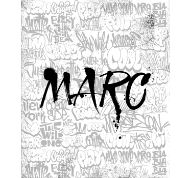 Stores personalisables Graffiti noir et blanc avec nom - TenStickers
