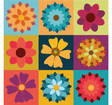 Store pour cuisine imitation carreaux de fleurs colorées - TenStickers