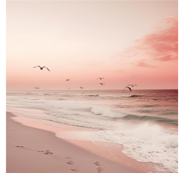Store romantique ciel rose avec des oiseaux - TenStickers