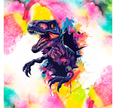 Store dinosaure vélociraptor aux couleurs saturées - TenStickers