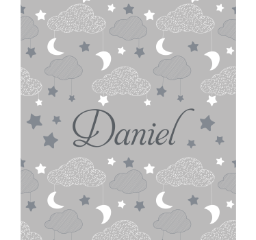 Store enrouleur personnalisable gris nuages et étoiles - TenStickers