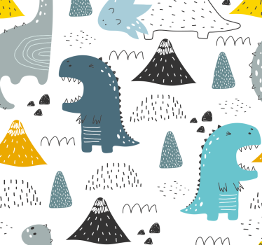 Toile fenêtre dinosaures modèle scandinave - TenStickers