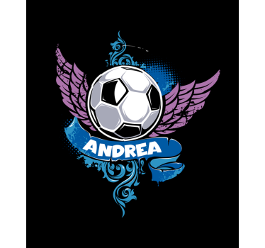 Toile fenêtre football ballon volant avec nom - TenStickers