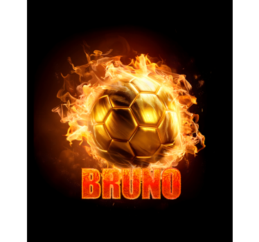 Toile fenêtre football boule de feu dorée - TenStickers