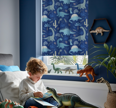 Store enrouleur dinosaures nuances de bleu - TenStickers