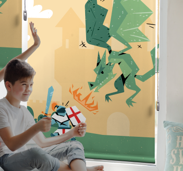 Store enrouleur enfant combat dragon et chevalier - TenStickers