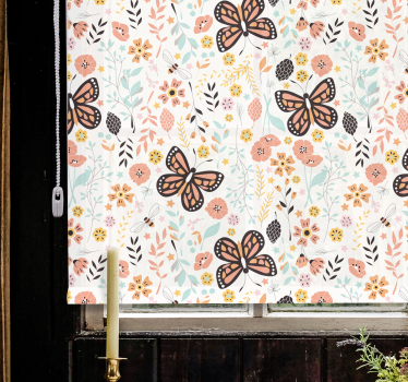 Store enrouleur fleurs motif jardin de papillons - TenStickers