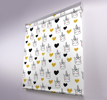 Store enrouleur motif cœurs et licornes minimaliste - TenStickers