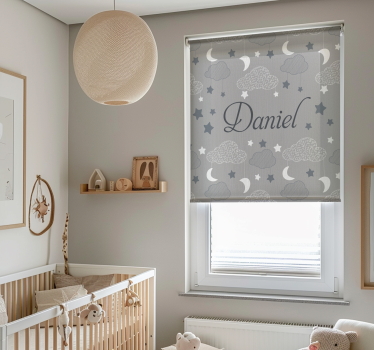 Store enrouleur personnalisable gris nuages et étoiles - TenStickers