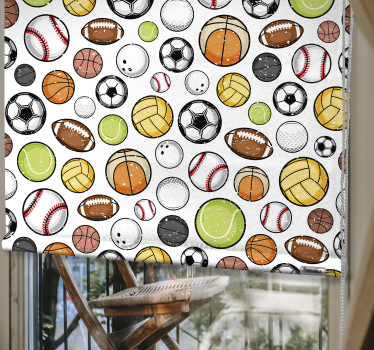 Store enrouleur sport pêle-mêle balles et ballons - TenStickers
