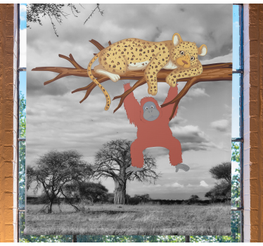 Store plus d'animaux Paysage gris avec des animaux - TenStickers