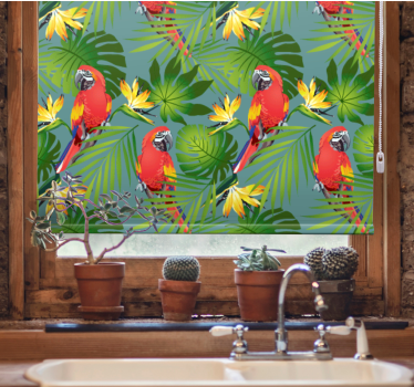 Store plus d'animaux Perroquets colorés sur fond bleu - TenStickers
