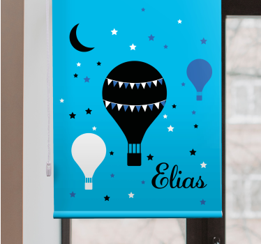 Stores Prénom Ballons noirs et bleus avec étoiles et lune - TenStickers