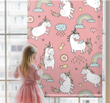 Stores avec des images Licornes mignonnes et sur fond rose - TenStickers