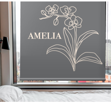 Stores avec fleurs Joli dessin au trait orchidée avec branche - TenStickers