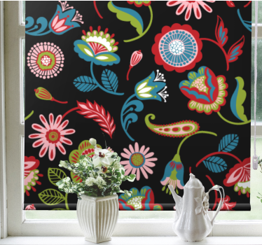 Stores avec fleurs sticker folklorique coloré - TenStickers