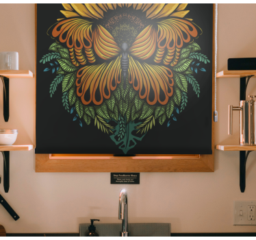 Stores avec fleurs Tournesol avec des papillons - TenStickers