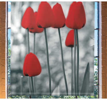 Stores avec fleurs Tulipes rouges colorées - TenStickers