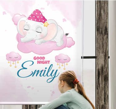 Stores bébé éléphant mignon pour fille avec nom - TenStickers