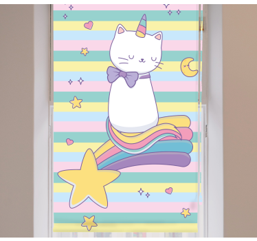 Stores pour enfants Chat licorne sur étoile filante - TenStickers