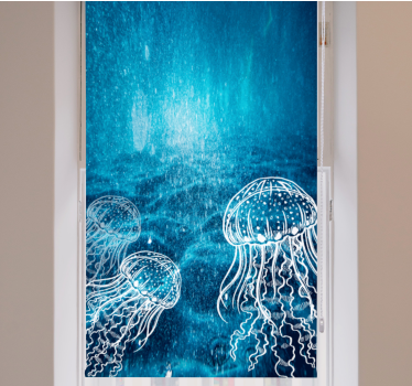 Stores pour salle de bain Méduse bleue et blanche - TenStickers