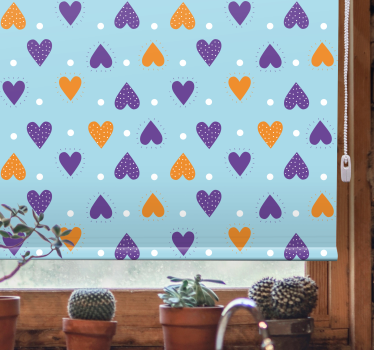 Toile fenêtre romantique motif coeur bleu - TenStickers