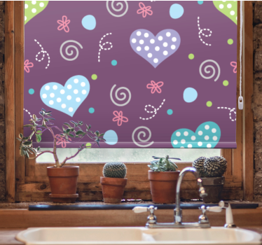 Toile fenêtre romantique motifs de cœur colorés - TenStickers
