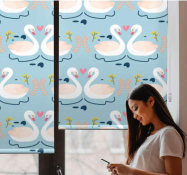 Toile fenêtre animal charmant motif de cygnes - TenStickers