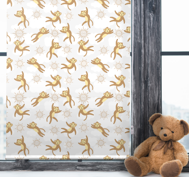 Toile fenêtre animal motif soleil singe - TenStickers