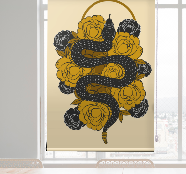 Toile fenêtre animal serpent parmi les fleurs - TenStickers