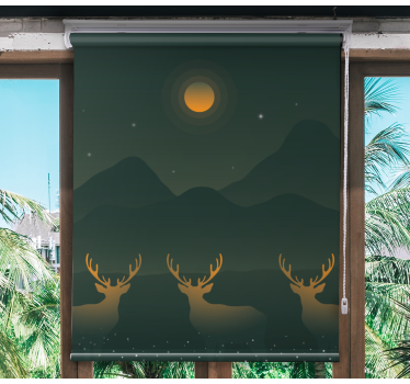 Toile fenêtre animal silhouettes de cerfs majestueuses - TenStickers
