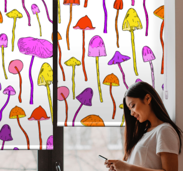 Toile fenêtre fleurs et plantes thème champignon vivant - TenStickers