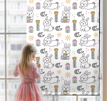 Toile fenêtre animal motif de lapin de pâques - TenStickers