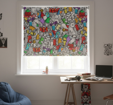 Toile fenêtre chambre adolescent cans de graffiti colorés - TenStickers