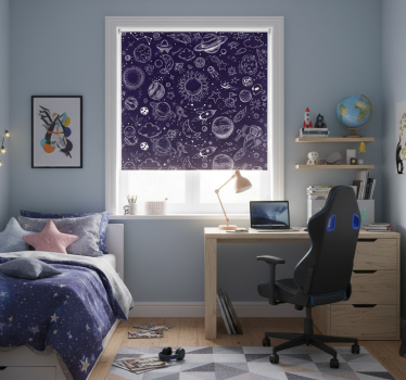 Toile fenêtre chambre adolescent doodle planétaire - TenStickers