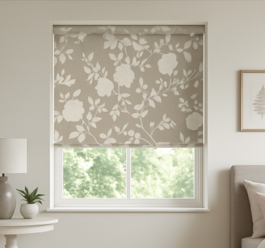 Toile fenêtre chambre adolescent fleurs beiges gracieuses - TenStickers