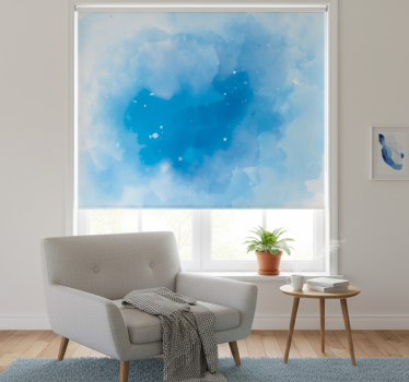 Toile fenêtre chambre aquarelle bleue minimaliste - TenStickers