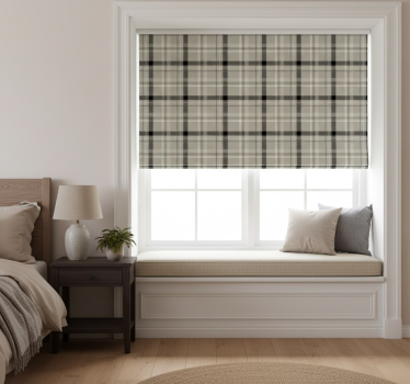 Toile fenêtre chambre carreau carré noir et blanc rustique - TenStickers
