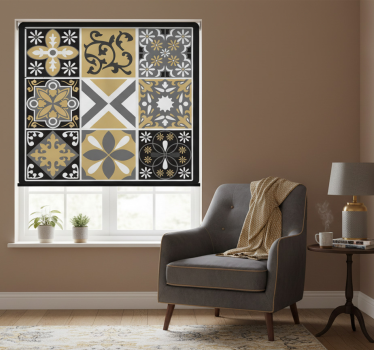 Toile fenêtre chambre carreaux dorés et argentés - TenStickers