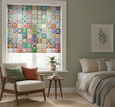 Toile fenêtre chambre carreaux mexicains verts - TenStickers